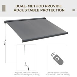 OUTSUNNY lectric Motorised Awning Door Window Shade w/ Cassette Grey - thumbnail 4