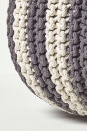 Homescapes Knitted Pouffe Striped Footstool 40 x 50 cm in Grey - thumbnail 4