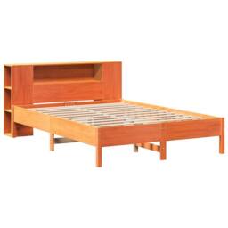 Berkfield Home Bookcase Bed without Mattress Wax Brown 140x190 cm Solid Wood Pine - thumbnail 3