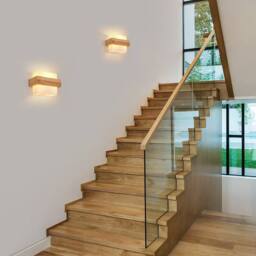 COMELY Indoor Wall Lights, Creative Square Wooden Glass Wall Lights, E27 in Walnut - thumbnail 7