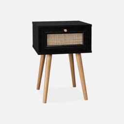 sweeek Pair Of Woven Rattan Bedside Tables With Drawer in Black - thumbnail 6