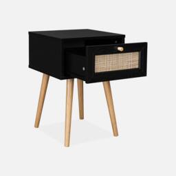 sweeek Pair Of Woven Rattan Bedside Tables With Drawer in Black - thumbnail 3