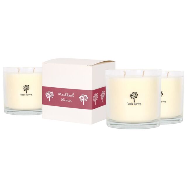 Nicola Spring 3x 400g Soy Wax Scented Candles - Mulled Wine Aromatherapy Jar Candle in Clear - image 1