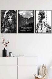 ARTZE Warrior Women Photo Art Quote Framed Wall Art - Medium in Black - Size: W45 cm x H62 cm x D20mm - thumbnail 1