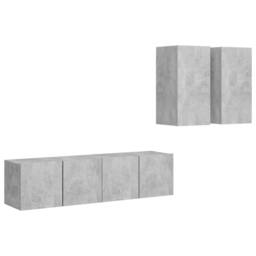 Berkfield Home Practical 4 Piece TV Cabinet Set Concrete Grey Engineered Wood - thumbnail 3