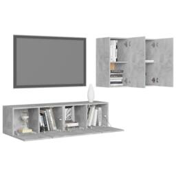 Berkfield Home Practical 4 Piece TV Cabinet Set Concrete Grey Engineered Wood - thumbnail 1