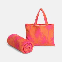 OHS Palm Tree Beach Towel with Bag Quick Dry Absorbent Travel Spa in Orange - thumbnail 4