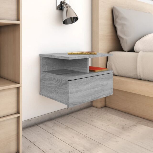 Berkfield Home Floating Nightstand Grey Sonoma 40x31x27 cm Engineered Wood - Size: 40 x 31 x 27 cm - image 1