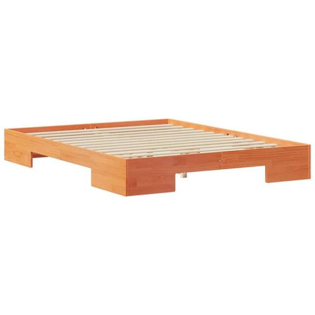 Berkfield Home Floor Bed Frame with Storage Brown 140 x 200 cm Solid pine wood - image 1