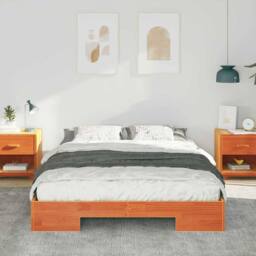 Berkfield Home Floor Bed Frame with Storage Brown 140 x 200 cm Solid pine wood - thumbnail 4