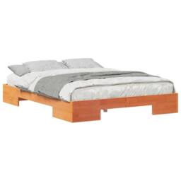 Berkfield Home Floor Bed Frame with Storage Brown 140 x 200 cm Solid pine wood - thumbnail 3