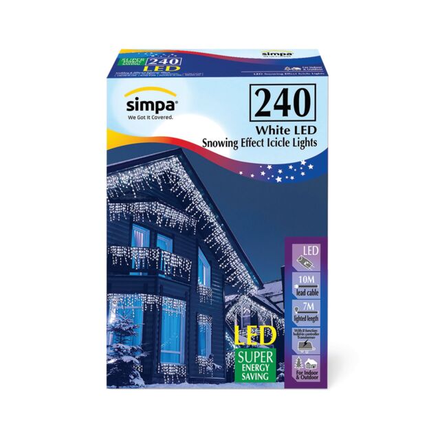 simpa 240 LED / 6M Multi-Action Indoor/Outdoor Icicle Lights in White - image 1