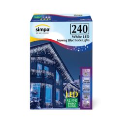 simpa 240 LED / 6M Multi-Action Indoor/Outdoor Icicle Lights in White - thumbnail 1
