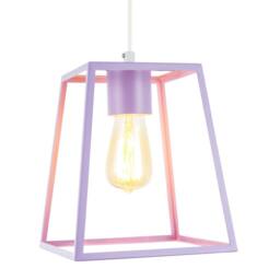 Happy Homewares Industrial Lantern Lamp Shade in Soft Lilac with Square Top & Bottom - thumbnail 2
