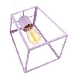 Happy Homewares Industrial Lantern Lamp Shade in Soft Lilac with Square Top & Bottom - thumbnail 4