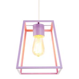 Happy Homewares Industrial Lantern Lamp Shade in Soft Lilac with Square Top & Bottom - thumbnail 6
