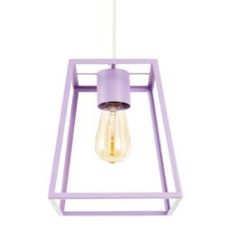 Happy Homewares Industrial Lantern Lamp Shade in Soft Lilac with Square Top & Bottom - thumbnail 5