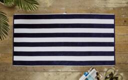 Deyongs Cabana Bay Supersoft 100% Cotton Woven Stripe Large Beach Towel 80x165cm in Navy - Size: 80x165 cm - thumbnail 3