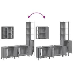 Berkfield Home 4 Piece Bathroom Cabinet Set Grey Sonoma Engineered Wood - thumbnail 9