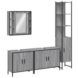 Berkfield Home 4 Piece Bathroom Cabinet Set Grey Sonoma Engineered Wood - thumbnail 1
