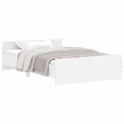 Berkfield Home Bed Frame with Headboard & Footboard White 120x200 cm - Size: Small Double - thumbnail 2