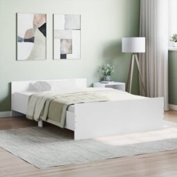 Berkfield Home Bed Frame with Headboard & Footboard White 120x200 cm - Size: Small Double - thumbnail 1