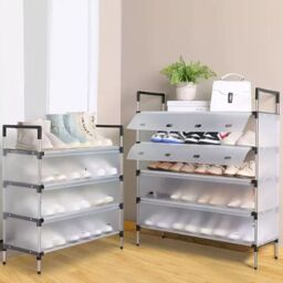 VOGREX 6 Tier Cabinet Storage Organiser Shoe Rack Stand Holder in Black - thumbnail 3