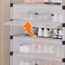 VOGREX 6 Tier Cabinet Storage Organiser Shoe Rack Stand Holder in Black - thumbnail 2