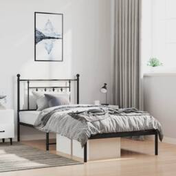 Berkfield Home Metal Bed Frame with Headboard Black 100x200 cm - thumbnail 2