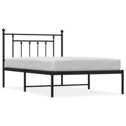Berkfield Home Metal Bed Frame with Headboard Black 100x200 cm - thumbnail 1