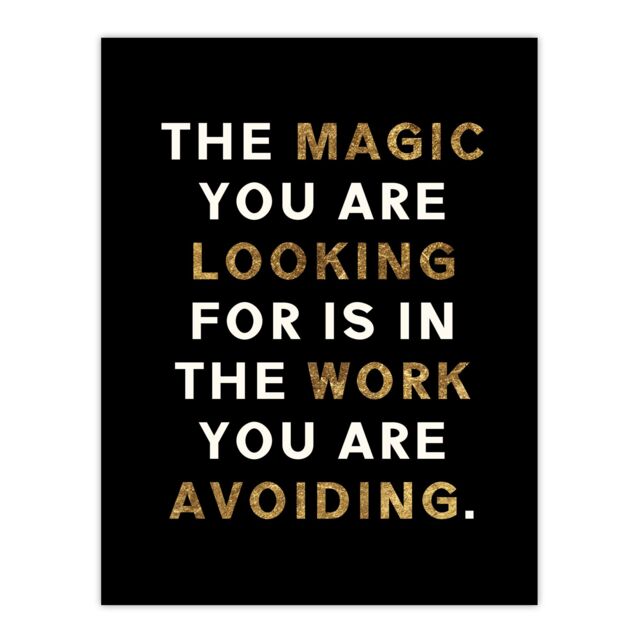 "Artery8 Dipen Parmar Magic Black Gold Motivational Quote Wall Art Print - Size: W24"" x H32""" - image 1
