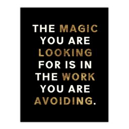 "Artery8 Dipen Parmar Magic Black Gold Motivational Quote Wall Art Print - Size: W24"" x H32""" - thumbnail 1
