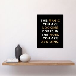 "Artery8 Dipen Parmar Magic Black Gold Motivational Quote Wall Art Print - Size: W24"" x H32""" - thumbnail 4