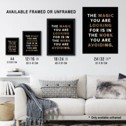 "Artery8 Dipen Parmar Magic Black Gold Motivational Quote Wall Art Print - Size: W24"" x H32""" - thumbnail 3
