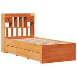 Berkfield Home Bookcase Bed without Mattress Wax Brown 75x190 cm Small Single Solid Wood Pine - thumbnail 3