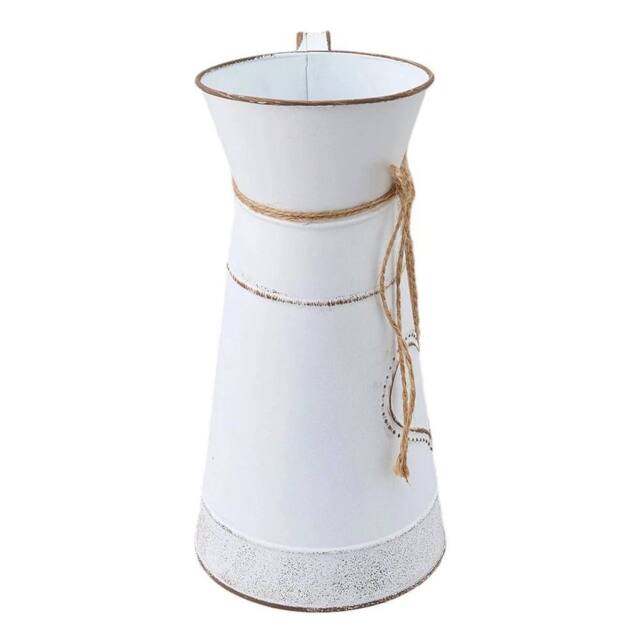 NESTLUNE Jug Home Decoration Flower Vase Metal Vase Tin Pitcher in White - Size: 100 cm x 15 cm - image 1
