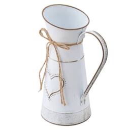 NESTLUNE Jug Home Decoration Flower Vase Metal Vase Tin Pitcher in White - Size: 100 cm x 15 cm - thumbnail 5