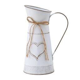 NESTLUNE Jug Home Decoration Flower Vase Metal Vase Tin Pitcher in White - Size: 100 cm x 15 cm - thumbnail 3