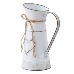 NESTLUNE Jug Home Decoration Flower Vase Metal Vase Tin Pitcher in White - Size: 100 cm x 15 cm - thumbnail 4