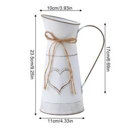 NESTLUNE Jug Home Decoration Flower Vase Metal Vase Tin Pitcher in White - Size: 100 cm x 15 cm - thumbnail 2