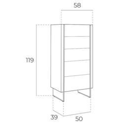 Angel Cerda Walnut Veneer Chiffonier with Tempered Glass Legs, 5 in Brown - thumbnail 7