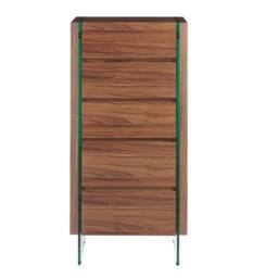 Angel Cerda Walnut Veneer Chiffonier with Tempered Glass Legs, 5 in Brown - thumbnail 2