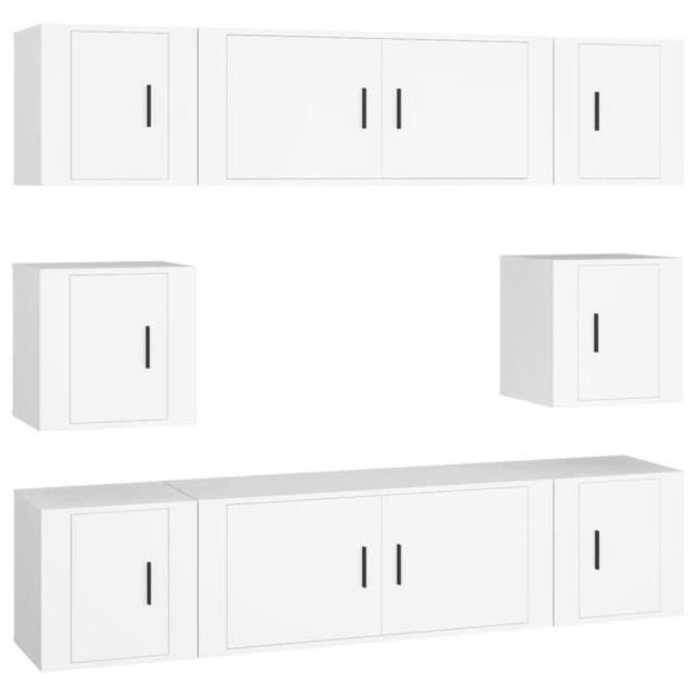 Berkfield Home 8 Piece TV Cabinet Set White Engineered Wood - image 1