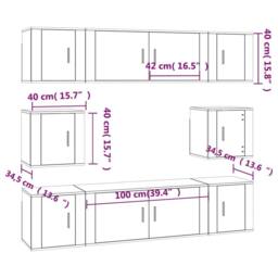 Berkfield Home 8 Piece TV Cabinet Set White Engineered Wood - thumbnail 7
