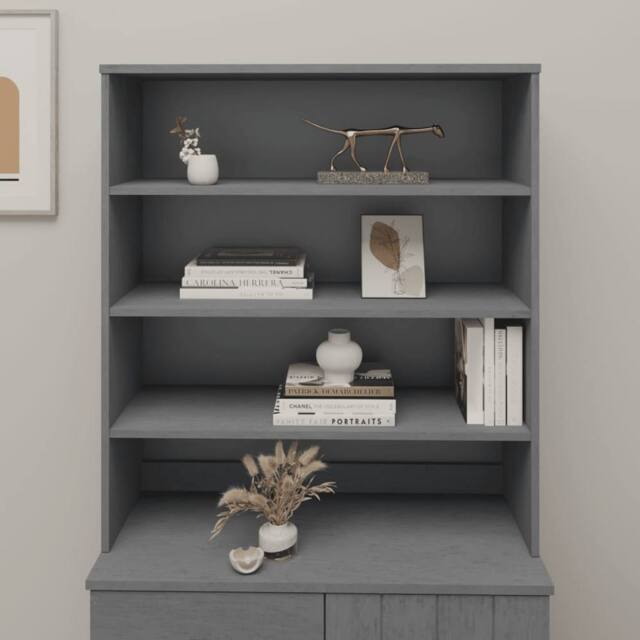 Berkfield Home Top for Highboard HAMAR Dark Grey 90x30x100cm Solid Wood Pine - Size: 90 x 30 x 100 cm - image 1