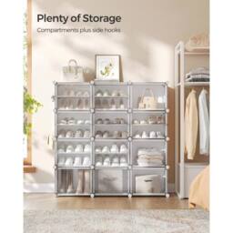 KORVIXA Shoe Rack, Shoe Storage Cabinet in White - Size: 100 cm - thumbnail 1