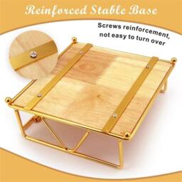 Nordara Gold Table Tissue Holder Wooden Base Napkin Storage Box - thumbnail 4
