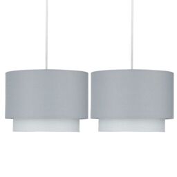 First Choice Lighting Pair of Grey Ombre 2 Tier Ceiling Light Shades - thumbnail 1