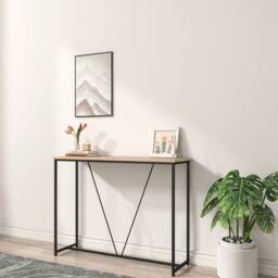 Havendro Oak Console Table with Wooden Slim Display Shelf for Hallway in Light Oak - thumbnail 4