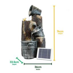 Gardenwize Solar Cascading Woodland Water Feature with Battery Back Up in Brown - thumbnail 2